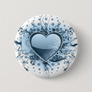 Blauer Emo Herz-Knopf Button