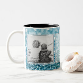 Blauer Entwurf des Glitzer-2 der Bild-w/Text Ihre Zweifarbige Tasse