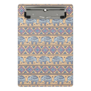 Blauer ethnischer Elefant-Stammes- Muster Mini Klemmbrett