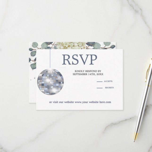 Blauer Eukalyptus Elegante Wedding RSVP Karte (Vorderseite/Rückseite Beispiel)