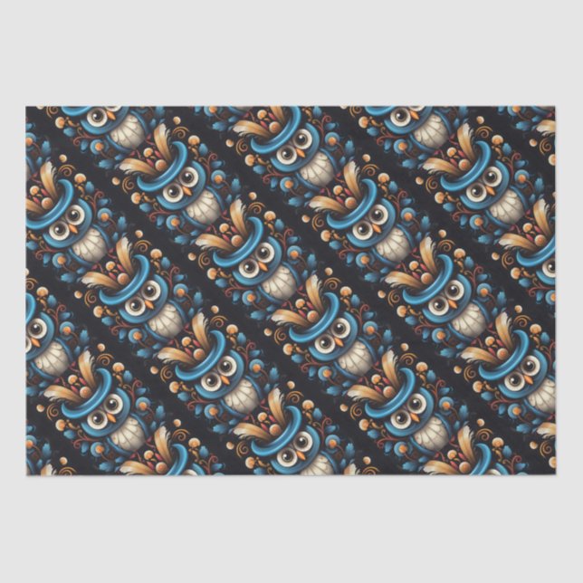 Blauer Eule Seidenpapier (Vorderseite)