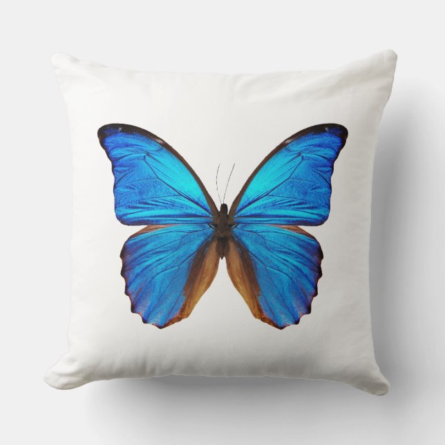Blauer Exotische Schmetterling Kissen (Vorderseite)