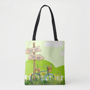 Blauer Fahrrad-Gelber-Blumen Tasche