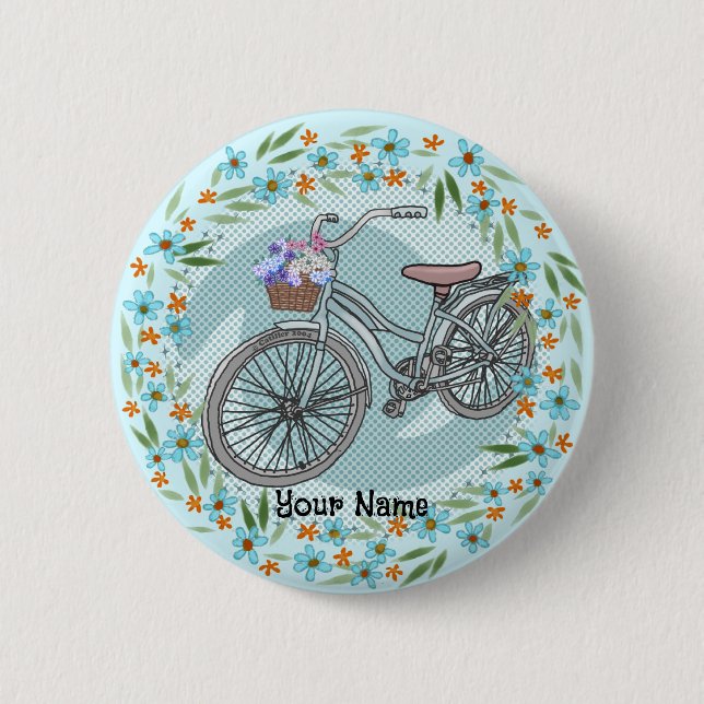 Blauer Fahrrad-Schmuck Button (Vorderseite)