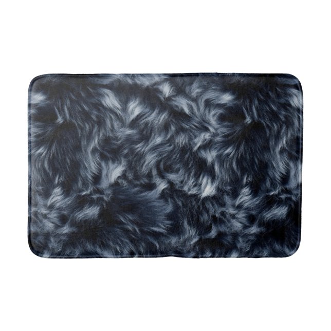 Blauer Fake Fur Badematte (Vorderseite)