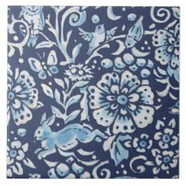 Blauer Fantasy Forest Mural Woods Rabbit Bottom Li Fliese