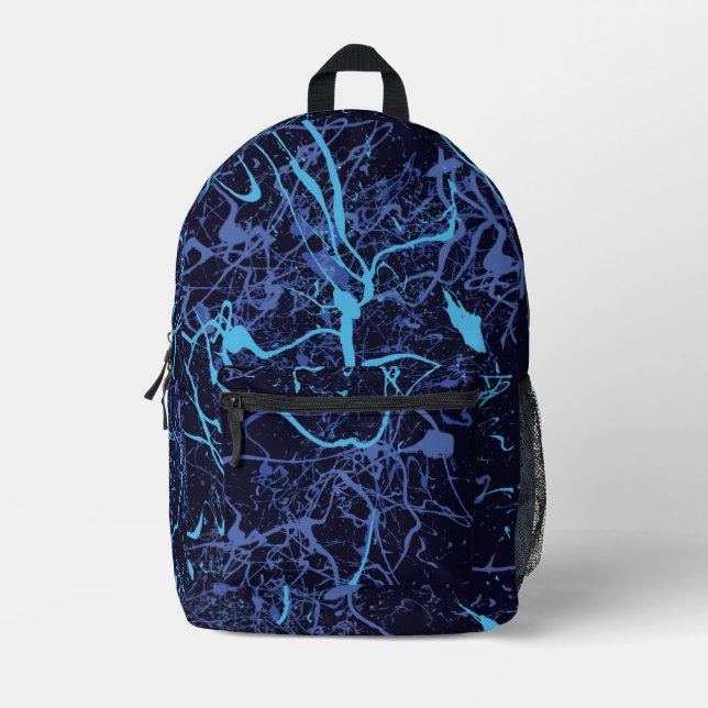 Blauer Farbspritzer Bedruckter Rucksack (Vorderseite)