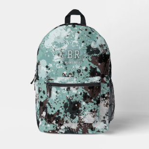 Blauer Farbspritzer-Monogramm Bedruckter Rucksack