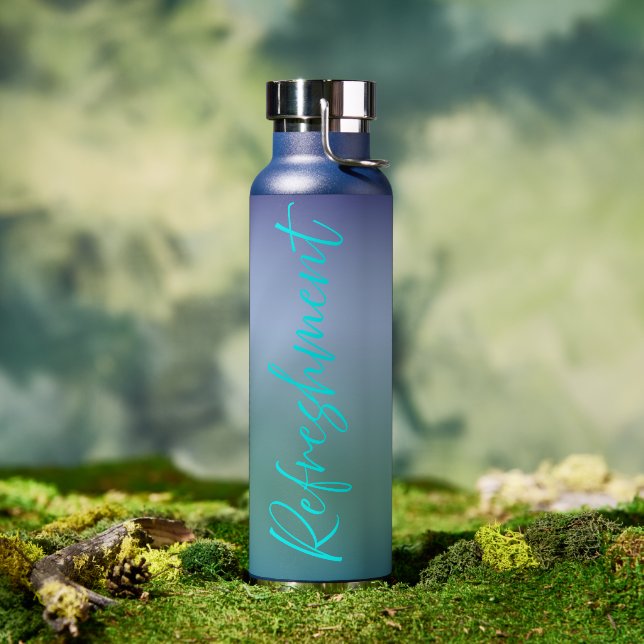 Blauer Farbton mit Extravaganter Texterfrischung Trinkflasche (Außenbereich)