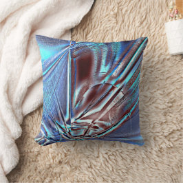 Blauer Farbton über braun mit gezackten Strichen Kissen