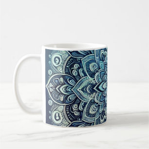 Blauer Farbverlauf-Mandala-Entwurf Kaffeetasse