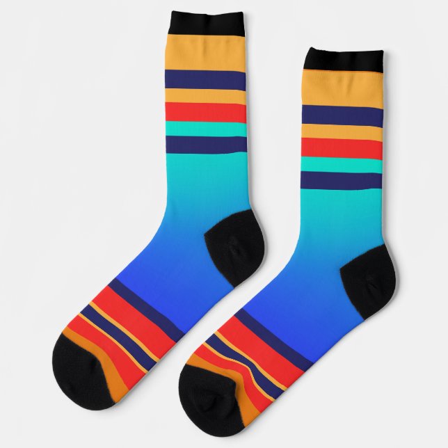 Blauer Farbverlauf + Streifen Socken (Linkes Detail)