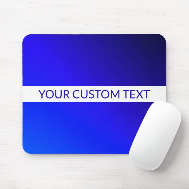 Blauer Farbverlauf und bearbeitbarer Text auf weiß Mousepad (Mit Mouse)