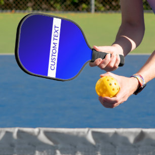Blauer Farbverlauf und bearbeitbarer Text auf weiß Pickleball Schläger