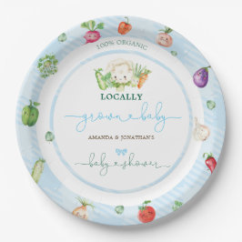 Blauer Farm Gemüse Boy Baby Dusche Pappteller