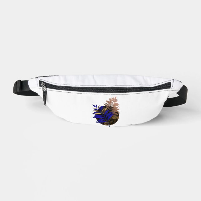 Blauer Farn im schwarzen Kreis Bauchtasche (Vorderseite)