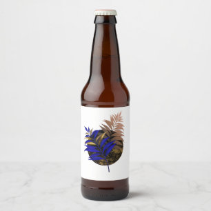Blauer Farn im schwarzen Kreis Bierflaschenetikett