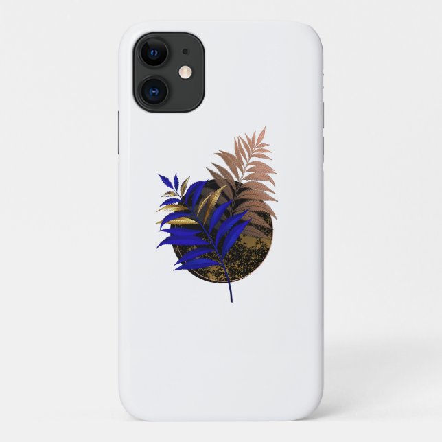 Blauer Farn im schwarzen Kreis Case-Mate iPhone Hülle (Rückseite)