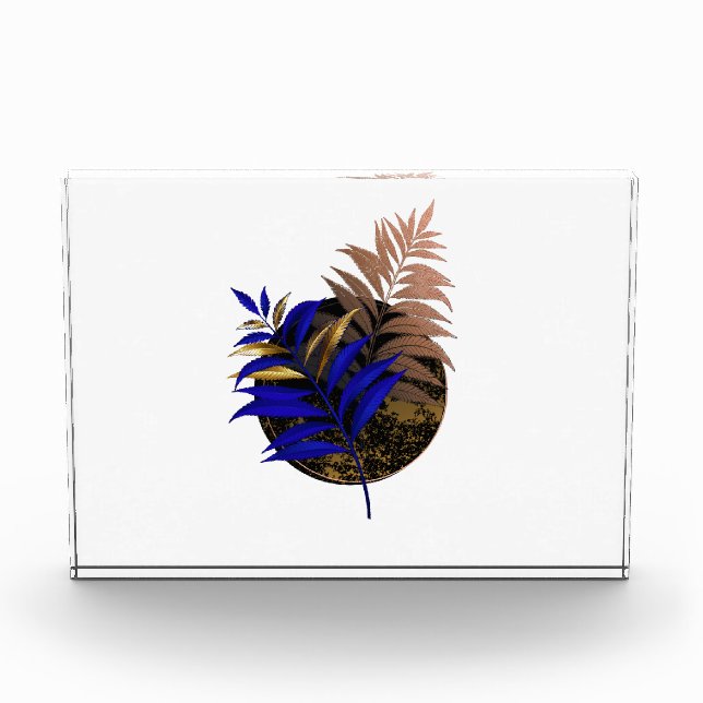 Blauer Farn im schwarzen Kreis Fotoblock (Vorderseite)