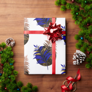 Blauer Farn im schwarzen Kreis Geschenkpapier