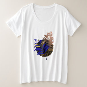 Blauer Farn im schwarzen Kreis Große Größe T-Shirt