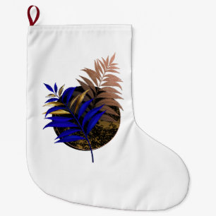 Blauer Farn im schwarzen Kreis Großer Weihnachtsstrumpf