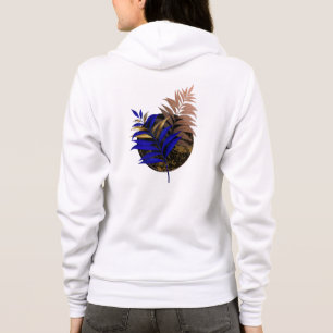 Blauer Farn im schwarzen Kreis Hoodie