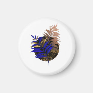 Blauer Farn im schwarzen Kreis Magnet