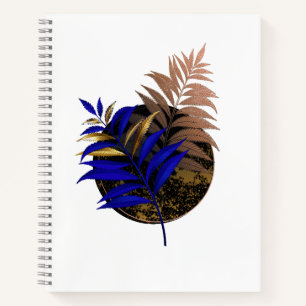 Blauer Farn im schwarzen Kreis Notizbuch