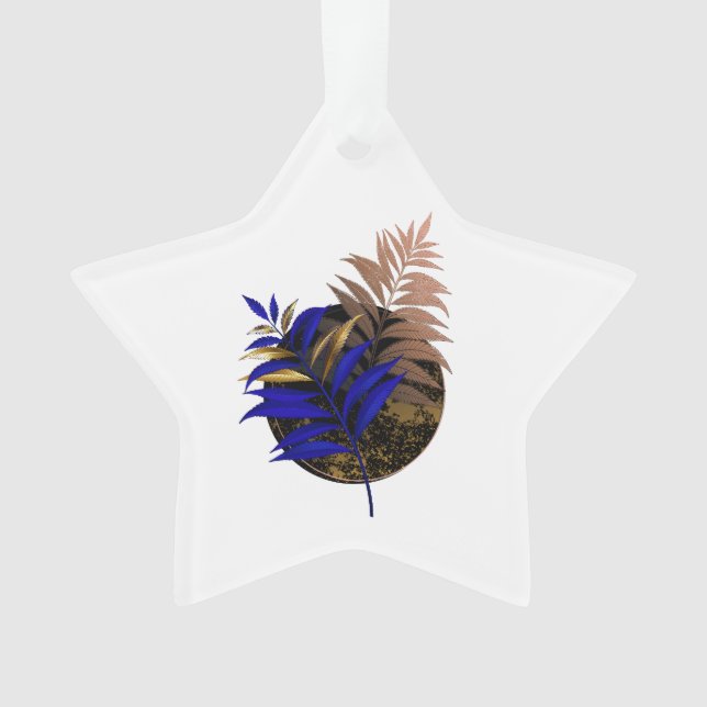 Blauer Farn im schwarzen Kreis Ornament (Vorderseite)