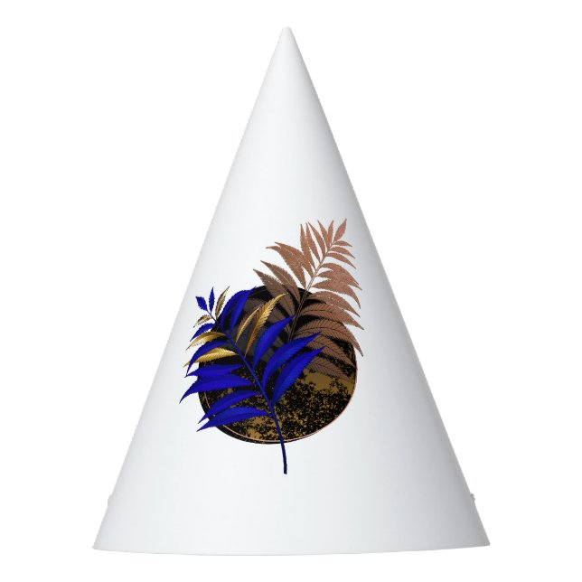 Blauer Farn im schwarzen Kreis Partyhütchen (Vorderseite)