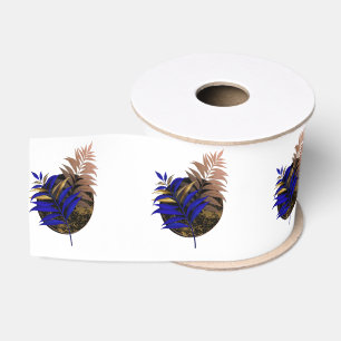 Blauer Farn im schwarzen Kreis Ripsband