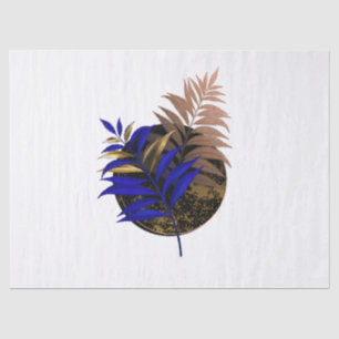 Blauer Farn im schwarzen Kreis Seidenpapier