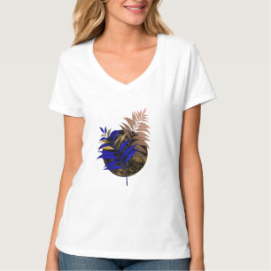 Blauer Farn im schwarzen Kreis T-Shirt