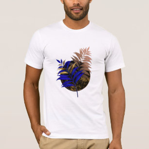 Blauer Farn im schwarzen Kreis T-Shirt
