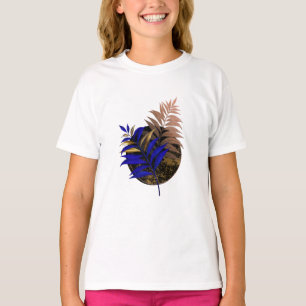 Blauer Farn im schwarzen Kreis T-Shirt