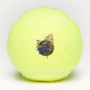 Blauer Farn im schwarzen Kreis Tennisbälle