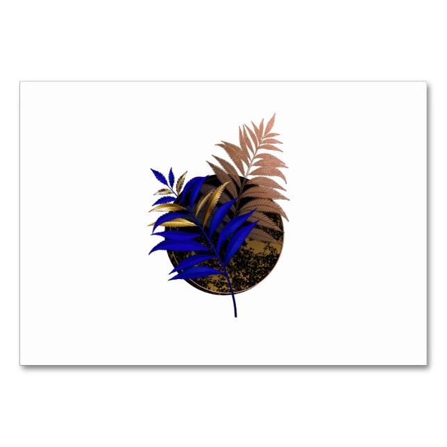 Blauer Farn im schwarzen Kreis Tischnummer (Vorderseite)