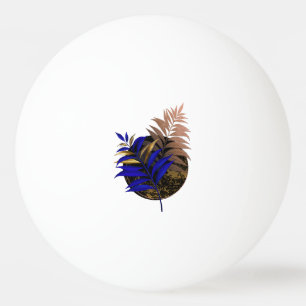 Blauer Farn im schwarzen Kreis Tischtennisball