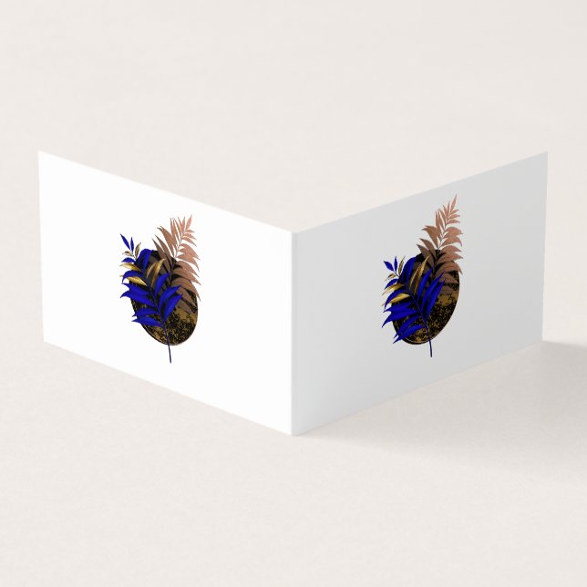 Blauer Farn im schwarzen Kreis Visitenkarten (Vorderseite)