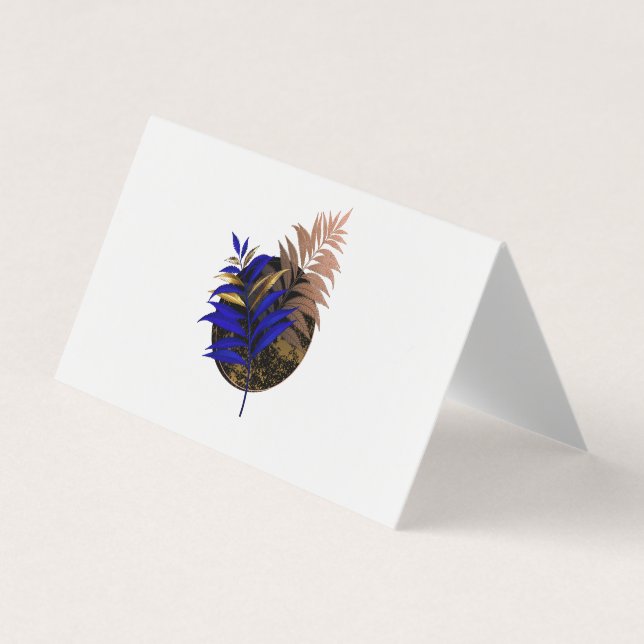 Blauer Farn im schwarzen Kreis Visitenkarten (Vorderseite)