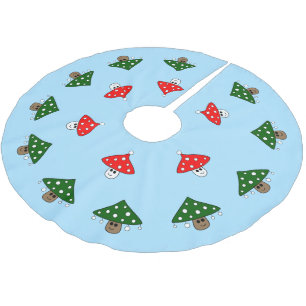 Blauer festlicher Pilz-Baum-Rock Polyester Weihnachtsbaumdecke