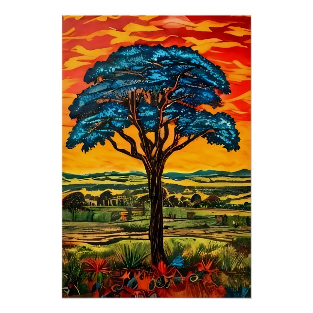 Blauer Feuerbaum Poster (Vorderseite)