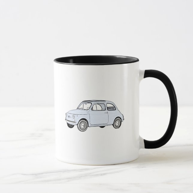 Blauer Fiat 500 Topolino Stift Zeichnend Tasse (Rechts)