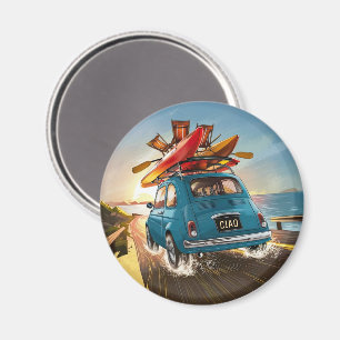 Blauer Fiat Wagen Magnet