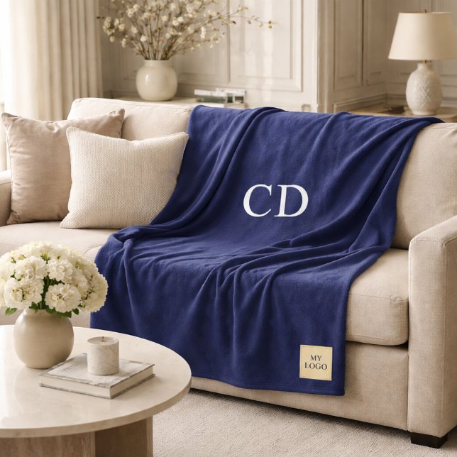 Blauer Firmenlogo - Geschenk für ein Unternehmen Fleecedecke (Von Creator hochgeladen)