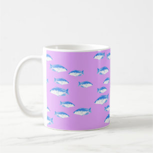 Blauer Fisch auf Flieder Kaffeetasse