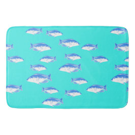 Blauer Fisch auf Türkis Badematte