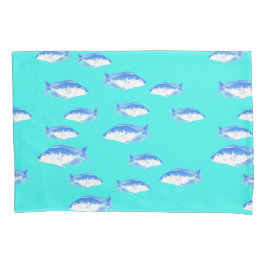 Blauer Fisch auf Türkis Kissenbezug