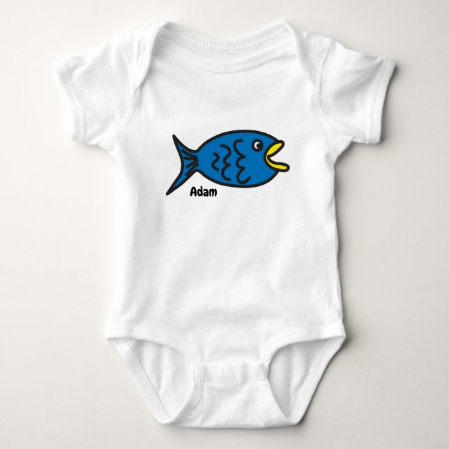 Blauer Fisch Baby Strampler (Vorderseite)